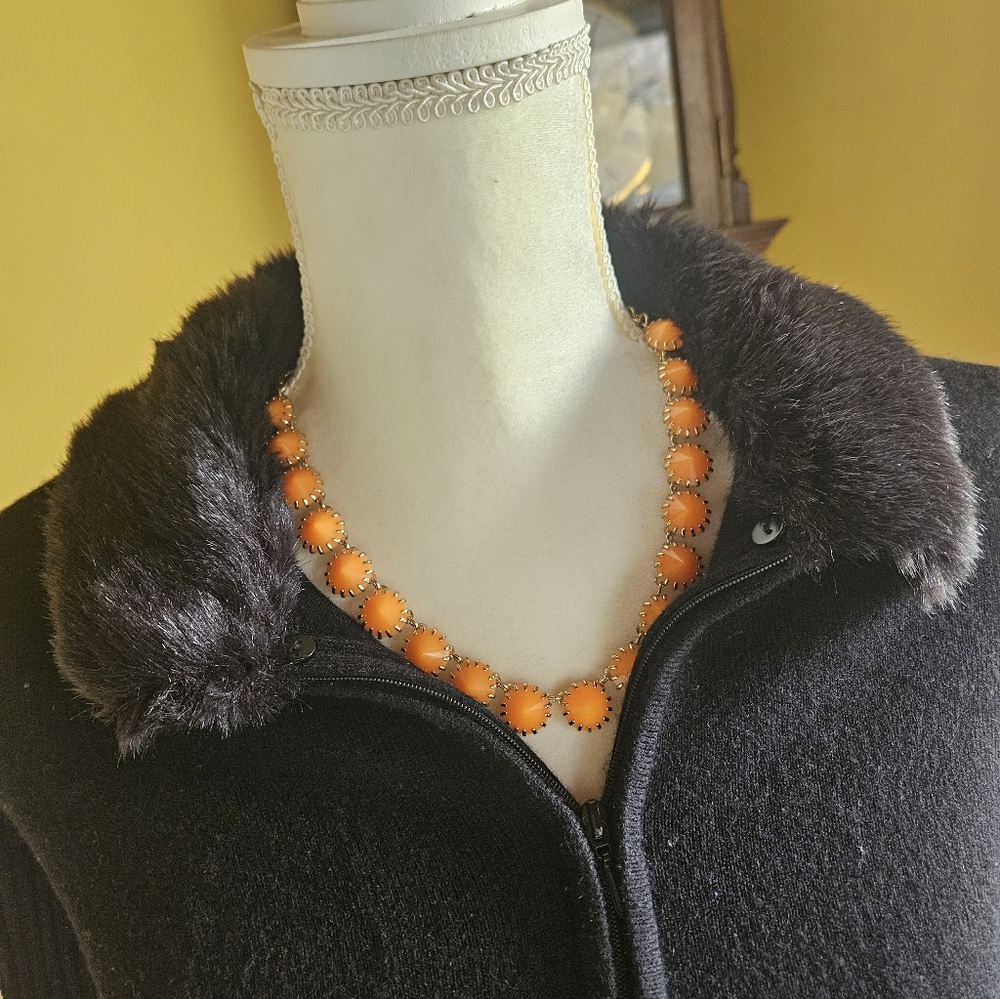 Unique Norton McNaughton Black Sweater Cardigan with Faux Fur Collar.size Small - Picture 4 of 8